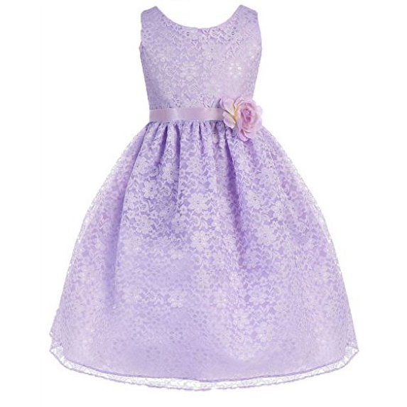 Flower Girl Dress Floral Lace Bridesmaid Dress for Little Girl Lilac 4 CA749