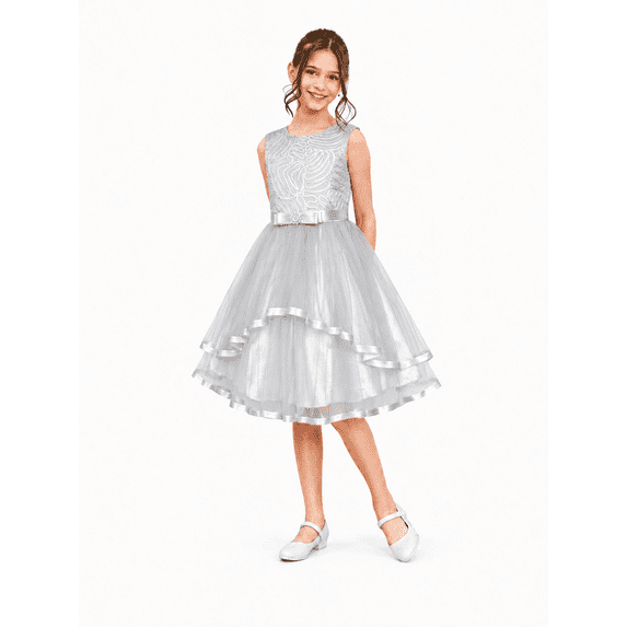 Sunny Fashion Girls Wedding Dress Sleeveless Flower Party Dress, Size 4-14
