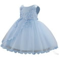 thumbnail image 1 of Flower Girl Dress Infant Short Sleeves Light Blue Dress Girls Fall Winter Dresses Pageant Dresses for Girl Dresses Size 6-12 Months, 1 of 3