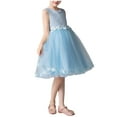 thumbnail image 1 of Flower Girl Dress Kids Baby Bowknot Tutu Princess Wedding Bridesmaid Birthday Party Pageant Dress 3-14T Light Blue 3-4 Years, 1 of 5