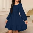 thumbnail image 1 of Flower Girl Dress Kids Navy Long Sleeve Girls Fall Dress Girls Wedding Guest Dress Girls Christmas Dress 6-7 Years, 1 of 5