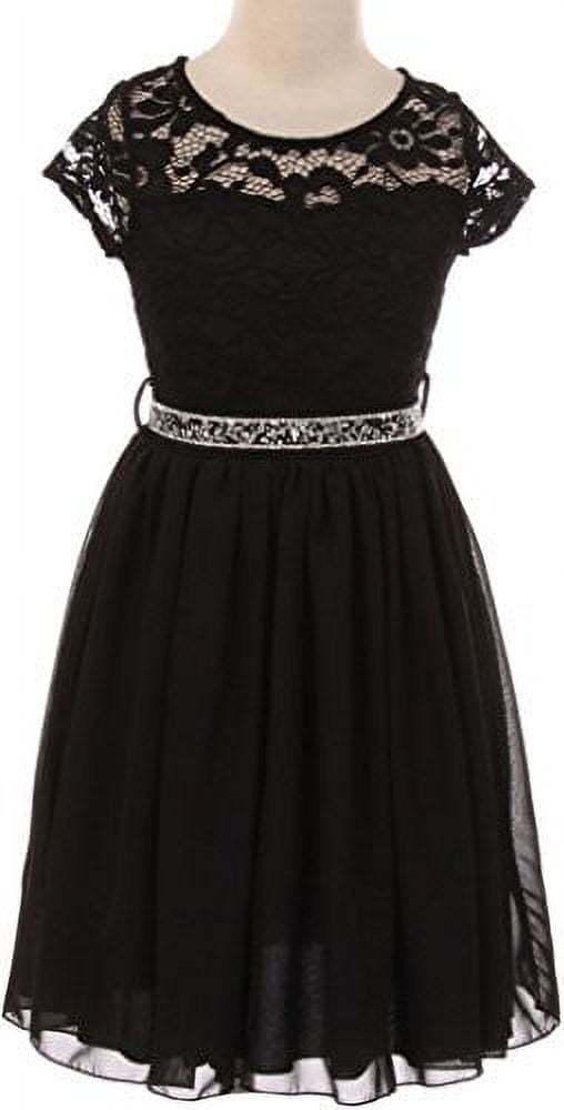 Flower Girl Dress Lovely with Floral Lace Chiffon Skirt for Big Girl