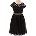 thumbnail image 1 of Flower Girl Dress Lovely with Floral Lace Chiffon Skirt for Big Girl Black 10 JK20.53S, 1 of 3