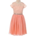 thumbnail image 1 of Flower Girl Dress Lovely with Floral Lace Chiffon Skirt for Big Girl Peach 12 JK20.53S, 1 of 3