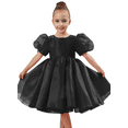 thumbnail image 1 of Flower Girl Dress Organza Toddler Dresses Puff Sleeve & Bow Bcak Girls Princess Dress for Wedding Birthday -Black-14Y, 1 of 10