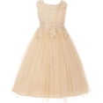 thumbnail image 1 of Flower Girl Dress Pearls Coilded Bodice Tulle Satin Skirt for Little Girl Cream 6 CC.5009, 1 of 4