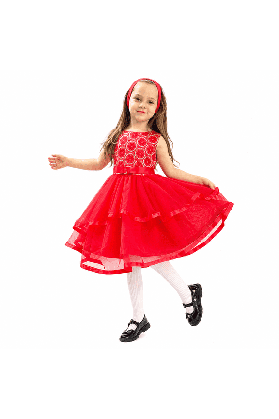 Flower Girl Dress Red Sequin Mesh Red Holiday Dress 12 Years