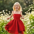 thumbnail image 1 of Flower Girl Dress Red Spaghetti Strap Tulle Dress Girls Birthday Dress Hallowmas Dresses for Toddler Girls 10 Years, 1 of 6