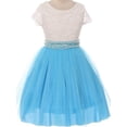 thumbnail image 1 of Flower Girl Dress Shiny Mesh Skirt with Pearl & Rhinestone for Big Girl Turq 12 JKS.2045, 1 of 4