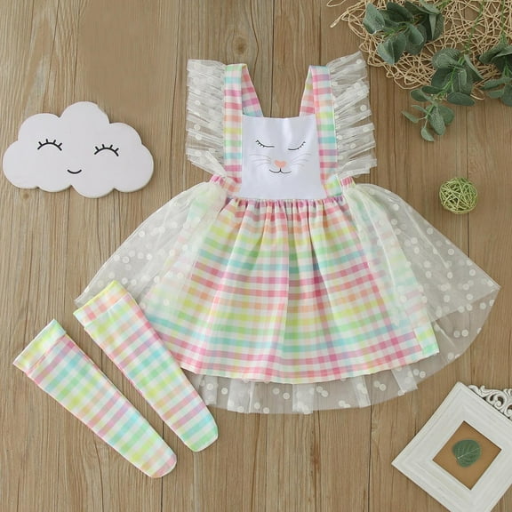 Flower Girl Dress Sleeveless Girls Princess Tutu Dress Easter Dresses for Girls for Little Girl 3-4 Years