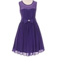 thumbnail image 1 of Flower Girl Dress Sweetheart Chiffon with Rhinestone Brooch for Little Girl Purple 6 CC.5003, 1 of 2