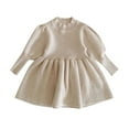thumbnail image 1 of Flower Girl Dress,Toddler Baby Girl Knit Sweater Dress Kids Long Sleeve Casual Party Dresses,Winter Outfit Top, Seasonal Clothing,Toddler Girl Dress,Pink,12-18 Months, 1 of 5