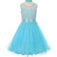 thumbnail image 1 of Flower Girl Dress Tulle Wired Dress with Scarf & Satin Ribbon for Little Girl Aqua 10 CC.5002, 1 of 3