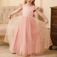 thumbnail image 1 of Flower Girl Dress V-Back Sleeveless Pearl Tulle Pageant Maxi Gown First Communion, 1 of 5
