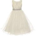 thumbnail image 1 of Flower Girl Dress Wedding Pageant Rhinestone Sequins Glitter for Big Girl Ivory 12 MBK 340, 1 of 5