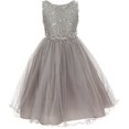 thumbnail image 1 of Flower Girl Dress Wedding Pageant Rhinestone Sequins Glitter for Big Girl Silver 8 MBK 340, 1 of 5