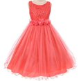 thumbnail image 1 of Flower Girl Dress Wedding Pageant Rhinestone Sequins Glitter for Little Girl Coral 4 MBK 340F, 1 of 2