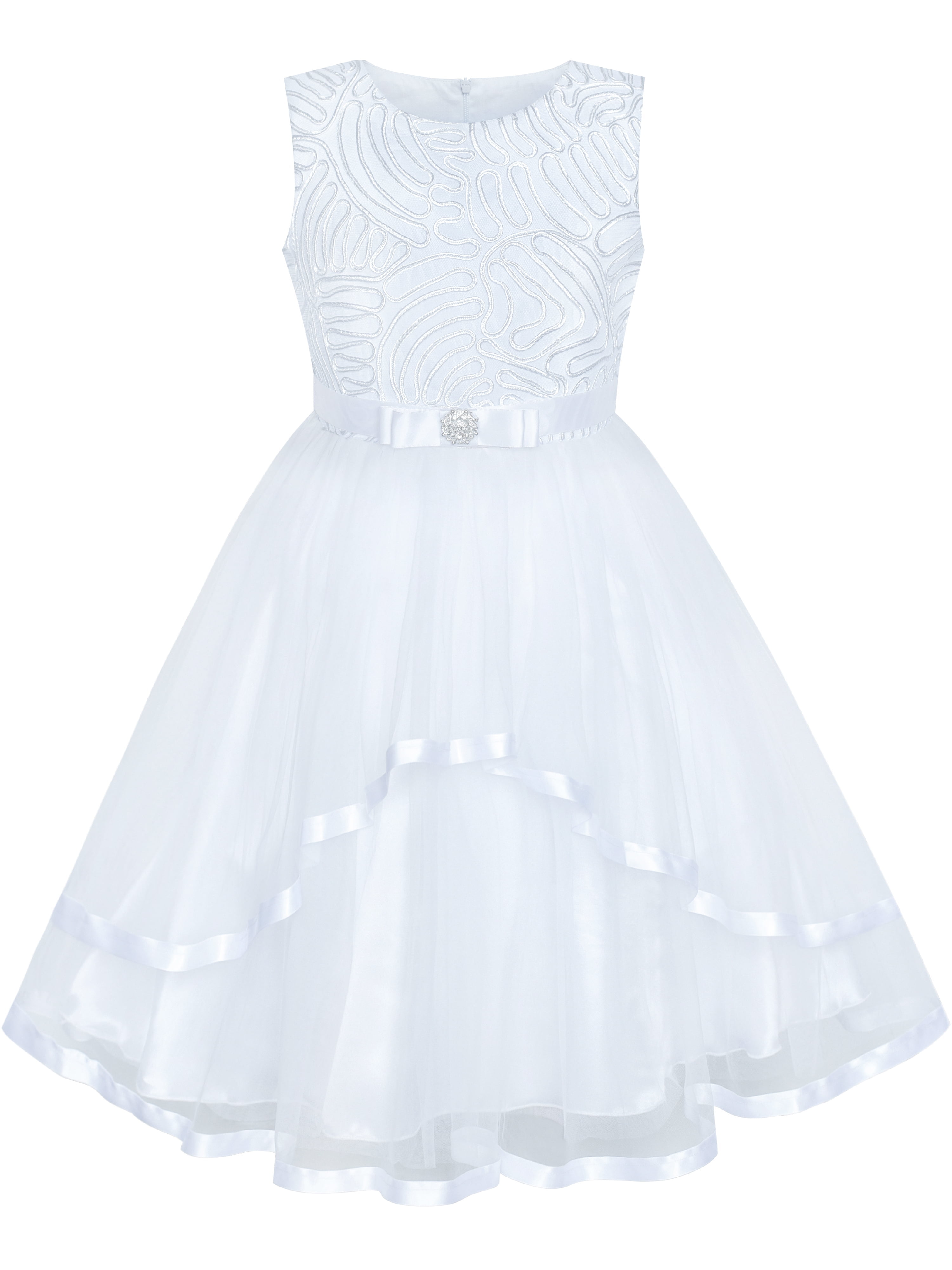 Flower Girl Dress White Wedding Party Bridesmaid Dress 10 Years