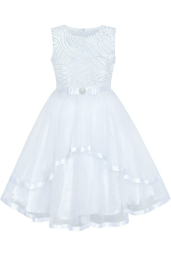 Flower Girl Dress White Wedding Party Bridesmaid Dress 12 Years