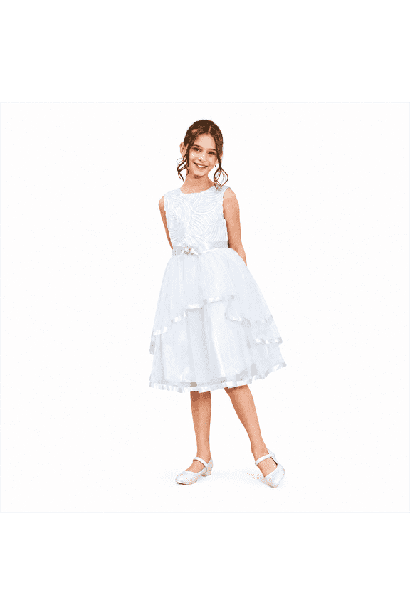Flower Girl Dress White Wedding Party Bridesmaid Dress 14 Years