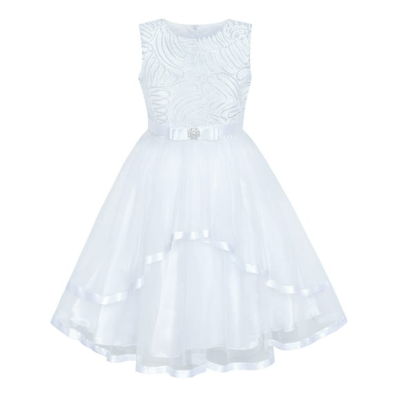 Flower Girl Dress White Wedding Party Bridesmaid Dress 4 Years