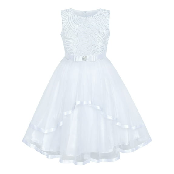 Flower Girl Dress White Wedding Party Bridesmaid Dress 5 Years
