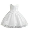 thumbnail image 1 of Flower Girl Dress for Weddings Size 3t Sleeveless Lace Tulle Dress 1-5 Years Old Princess Performance Gown, White, 3 Years, 1 of 4