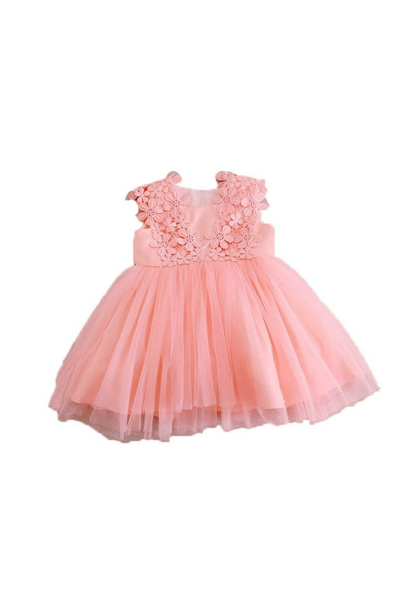 Flower Girl Dresses Baby Spring Summer Print Tulle Ruffle Sleeveless Princess Dress 0 Months-3 Months
