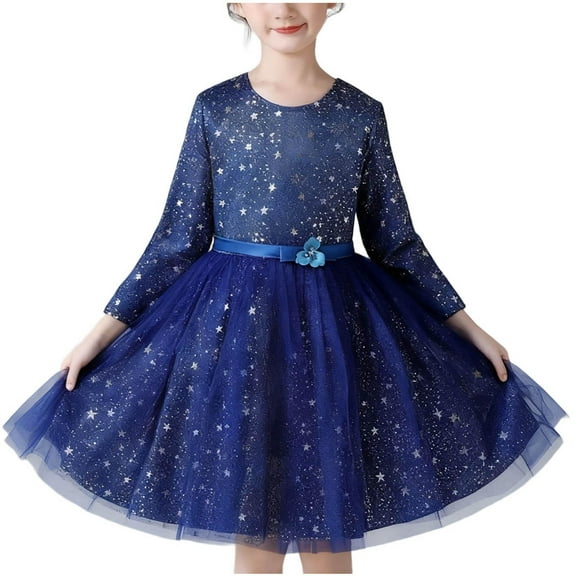 Flower Girl Dresses Fashion Long Sleeve Crewneck A Line Princess Dress Girls Party Dress Size 4-15