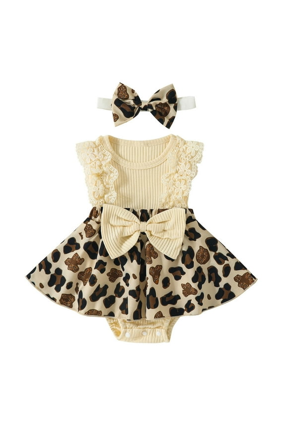 Flower Girl Dresses Infant Sleeveless Flower Print Romper Bodysuit Newborn With Headbands Dress 0 Months-3 Months