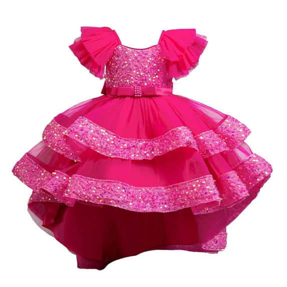 Flower Girl Dresses for Wedding Easter Dresses Spaghetti Strap TuTU Princess Pageant Birthday Party Gown #Hot Pink 5-6 Years