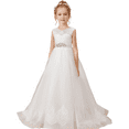 thumbnail image 1 of Flower Girl Dresses for Wedding First Communion Dress Lace Girls Pageant Ball Gown (Ivory 2 -3Years）, 1 of 8