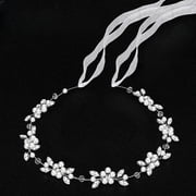 Flower Girl Headpiece Silver Wedding Headband Princess Crystal Pearl Hair Accessories