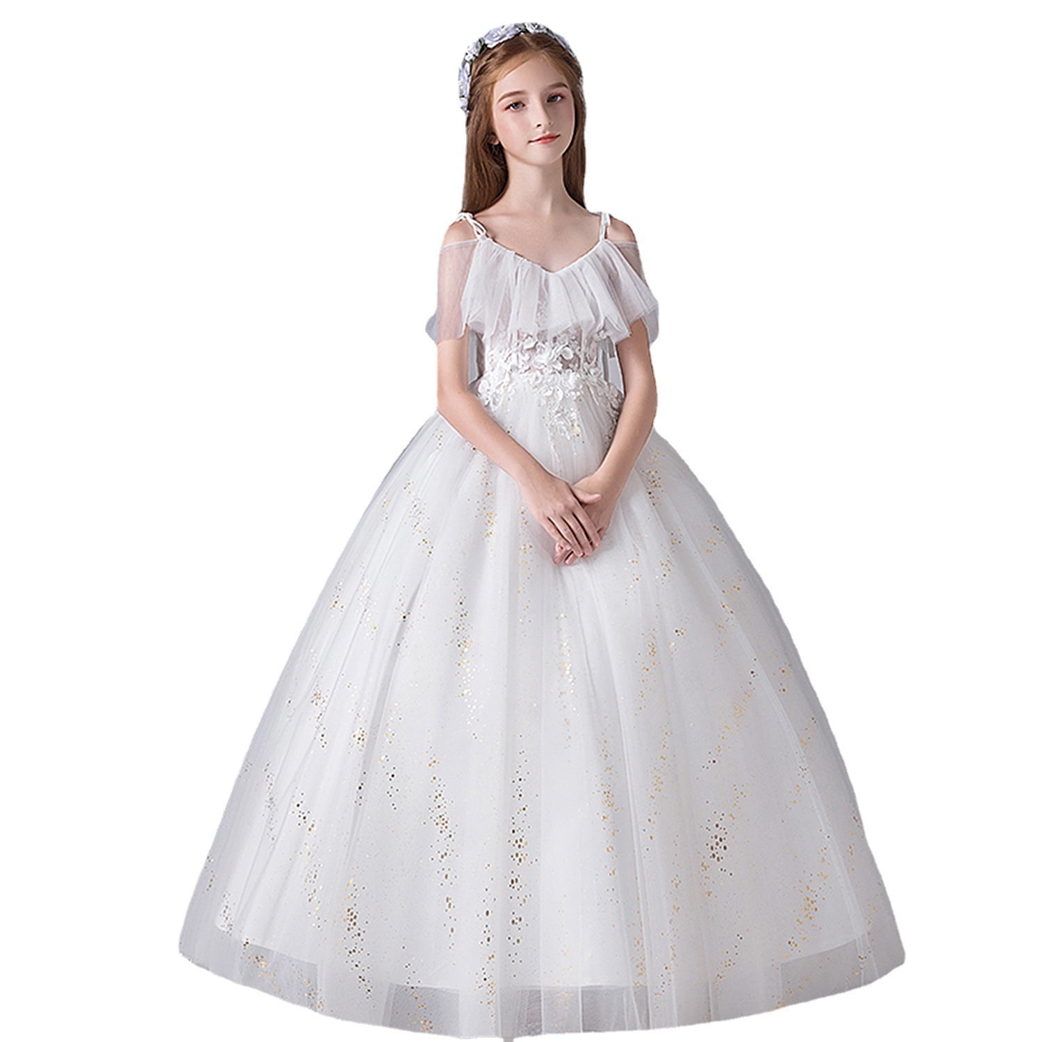 Flower Girl Long Dress for Kids Wedding Bridesmaid Pageant Party Formal ...