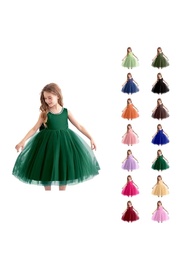 Flower Girl Piano Recital Dress – Bridal-Style Tulle Princess Gown, Formal Wedding Party Outfit, Sophisticated Pair to Pink Dress for Girls Ensemble Looks