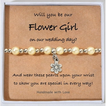 Flower Girl Proposal Bracelet, Will You Be My Flower Girl,Thank You For Being Our Flower Girl Gift, Stretchy Bracelet for Girls