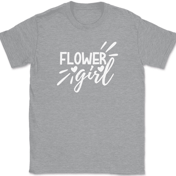 Flower Girl T-Shirt Marriage Married Groom Family Friend Group Gift Tee - Heather Grey, S