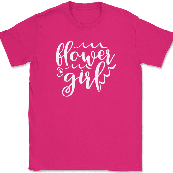 Flower Girl T-Shirt Marriage Married Groom Family Friend Group Gift Tee - Pink, 2XL