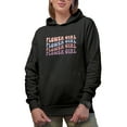 thumbnail image 1 of Flower Girl, Wedding Day Themed, Groovy Retro Wavy Text Merch Gift, Black Hooded Sweatshirt or Hoodie, 2XL, 1 of 5
