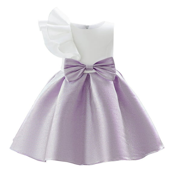 Flower Girls Bow Princess Dress Sequins Birthday Party Prom Gown, Size 8-9