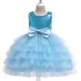 thumbnail image 1 of Flower Girls Bow Sequins Tulle Tutu Dress Princess Party Wedding Gown 2-9T, 1 of 4