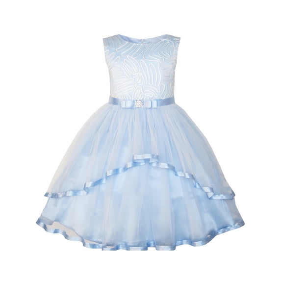 Sunny Fashion Flower Girls Dress Blue Belted Bridesmaid Wedding Party Dress 5
