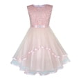 thumbnail image 1 of Flower Girls Dress Blush Belted Wedding Party Bridesmaid 10, 1 of 9