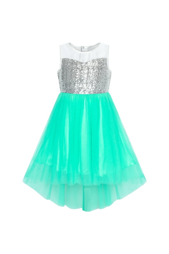 Flower Girls Dress Bright Turquoise Mesh Party Wedding Bridesmaid 5 Years