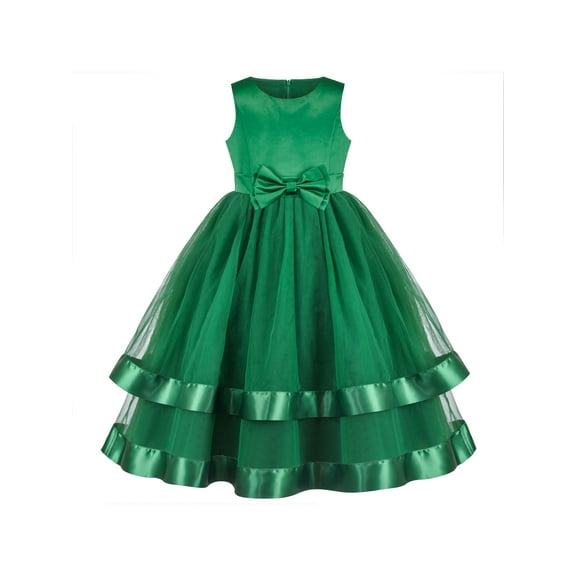 Flower Girls Dress Green Formal Party Princess Pageant Ball Gown 7 Years