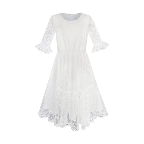 Flower Girls Dress Off White Lace Wedding Pageant Party 5 Years