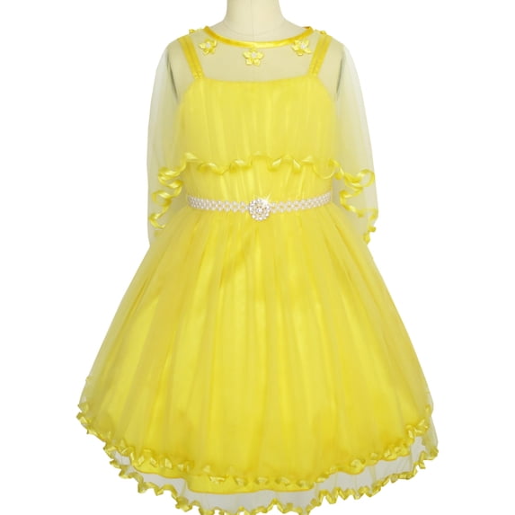 Flower Girls Dress Pearl Belt Pageant Wedding Party 3