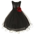 thumbnail image 1 of Flower Girls Dress Sequin Glitter Beaded Dress Wedding Prom Bridesmaid BlackBaby Size S-XL Girls 5-6, 1 of 2