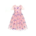 thumbnail image 1 of Flower Girls Dress Tulle Pink Sequin Butterfly Flutter Sleeve Party 7 Years, 1 of 1