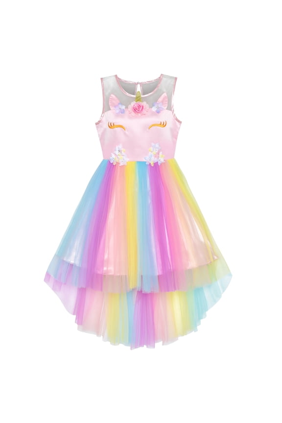 Flower Girls Dress Unicorn Rainbow Pageant Princess Party 8 Years